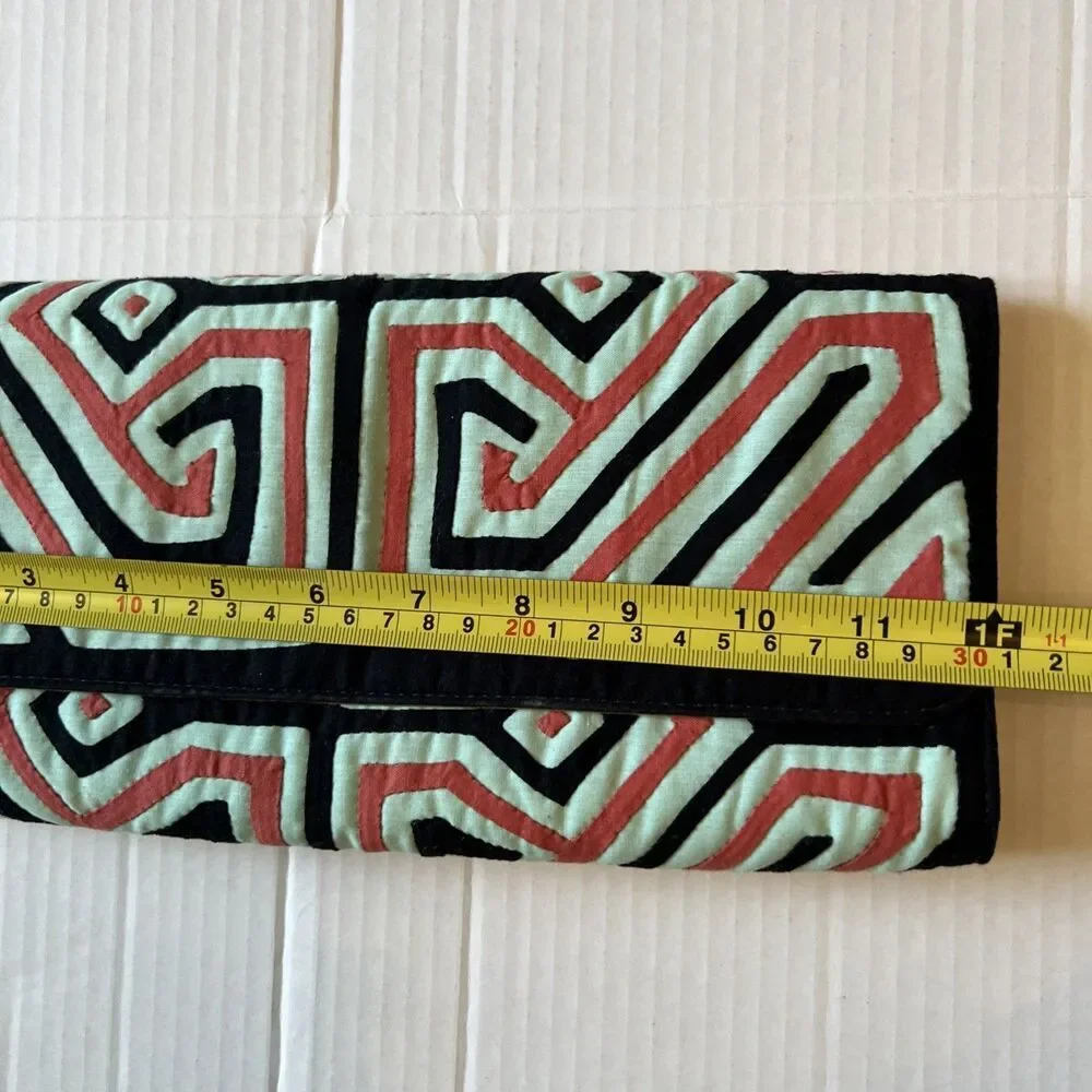 Mola Sasa Clutch Bag Black Red Light Mint